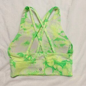 Lululemon Energy Bra High Neck Long Line Size 4 Shibori Green